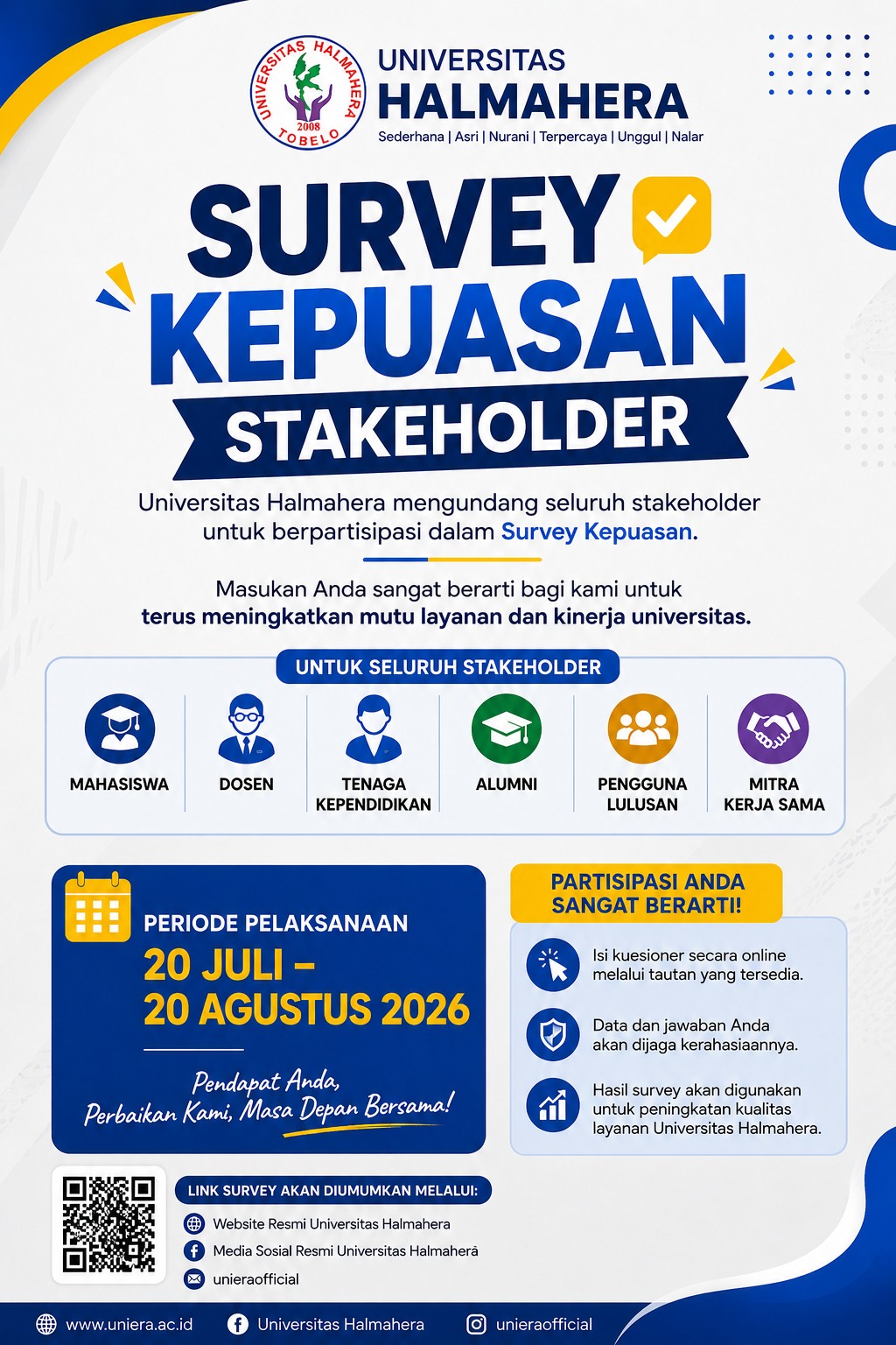 Flyer Survei Kepuasan Stakeholder Universitas Halmahera Tahun 2026